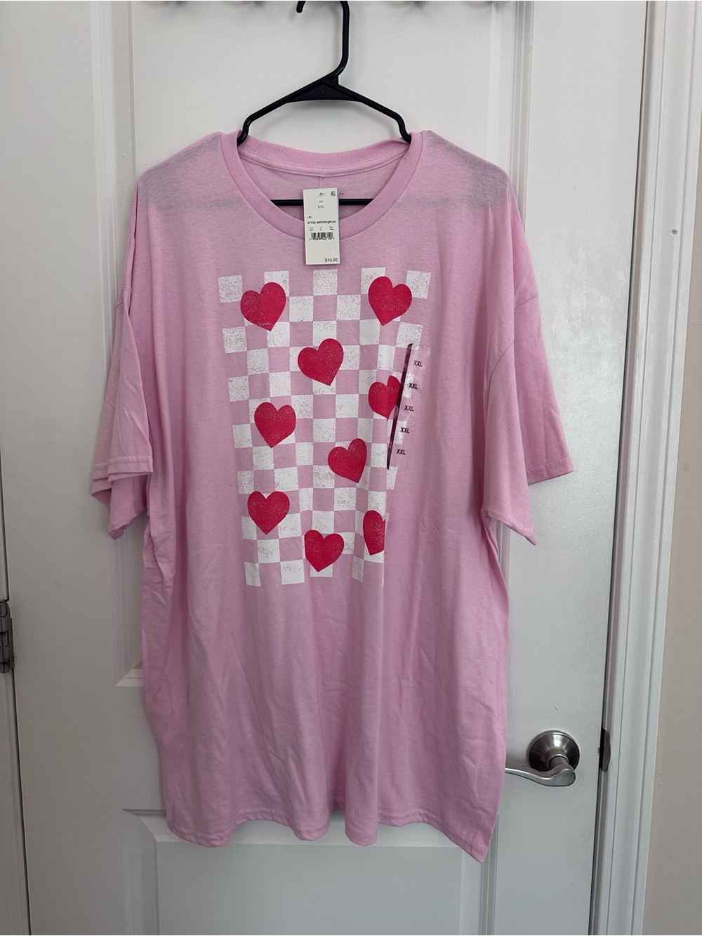 Pink Graphic Heart Checker Tee